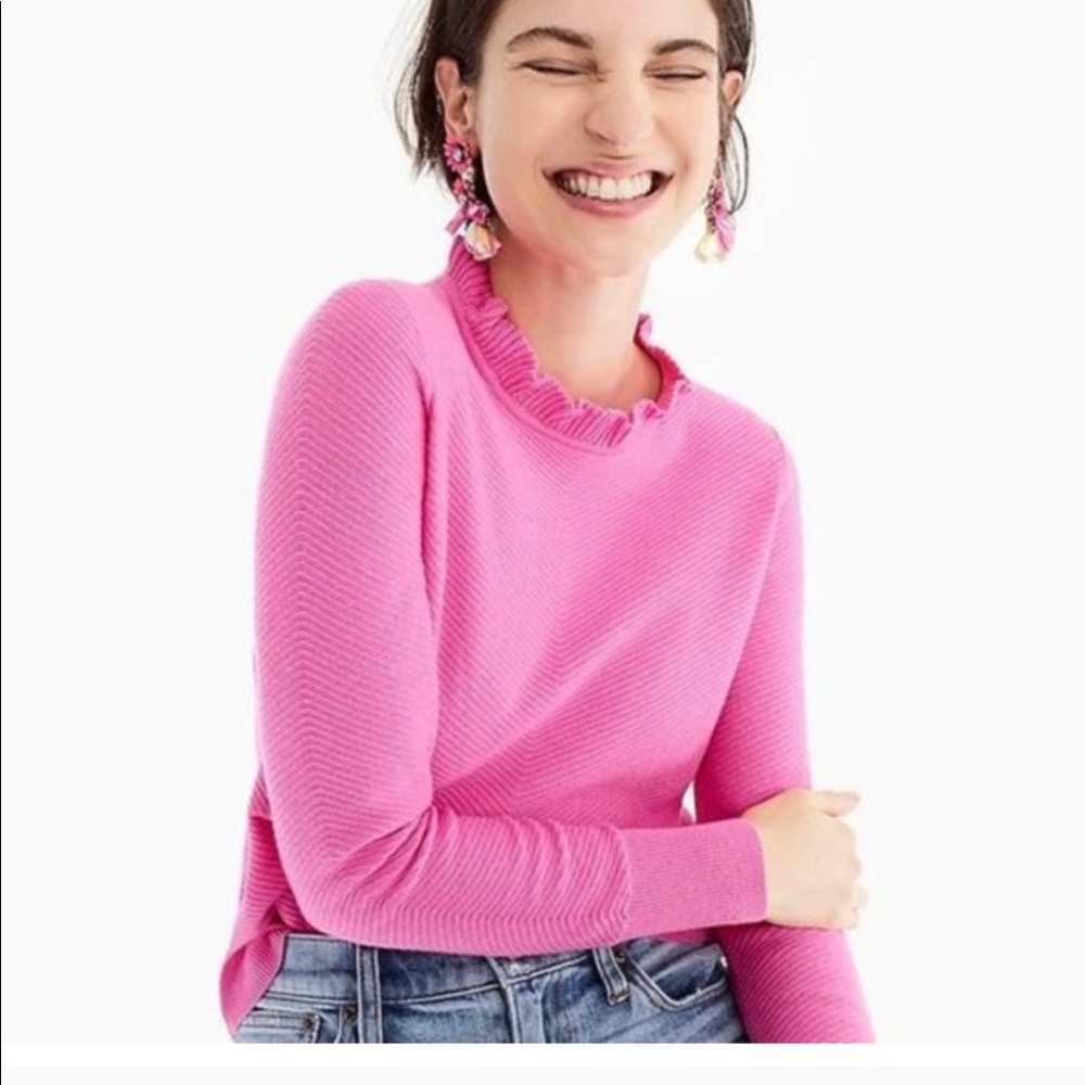 J Crew Ruffle Neck Sweater
